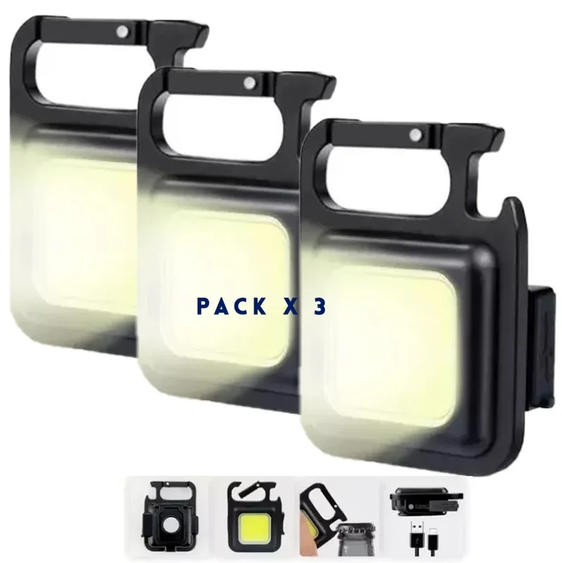 Pack x 3 Linterna Mini Super Potente Con Iman Llavero